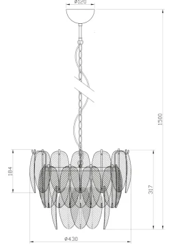 ADRIANA Taklampa 43cm Vit/Krom