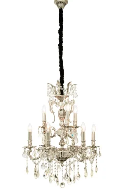 ALLINGTON Kristallkrona 6+3-Arm 60cm Antiksilver