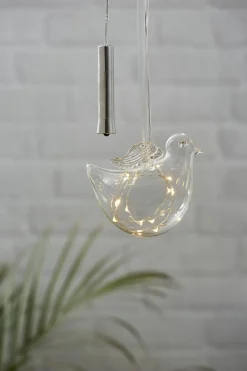 BIRD Glaskula 14cm 15LED Transparent