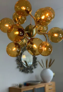 COMO Taklampa 50cm Mässing/Amber