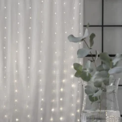 DEW DROP Ljusgardin 1*2m 200LED Varmvit/Silver