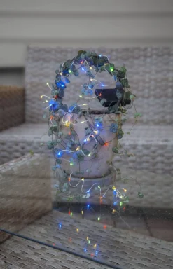DEW DROP Solcells-ljusslinga 0,5cm 50LED Silver IP44