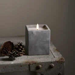 FLAMME CEM LED-Blockljus Batteri 11,5cm Grå