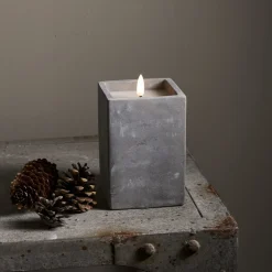 FLAMME CEM LED-Blockljus Batteri 14,5cm Grå