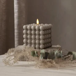 FLAMME DOT LED-Blockljus 12,5cm Grå