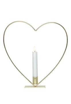 FLAMME HEART Bordsdekoration Batteri 28cm Mässing