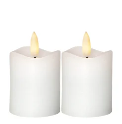 FLAMME 2-PACK LED-Blockljus 7,5cm Vit