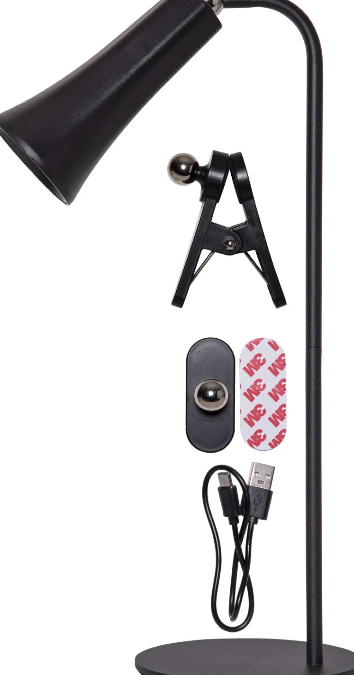 FUNCTIONAL Bord/Vägg/Klämmlampa USB-Laddbar 38cm Svart