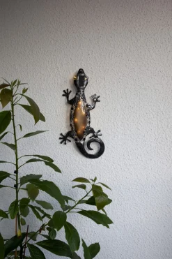 GECKO Solcellsdekoration Ödla 52cm Svart