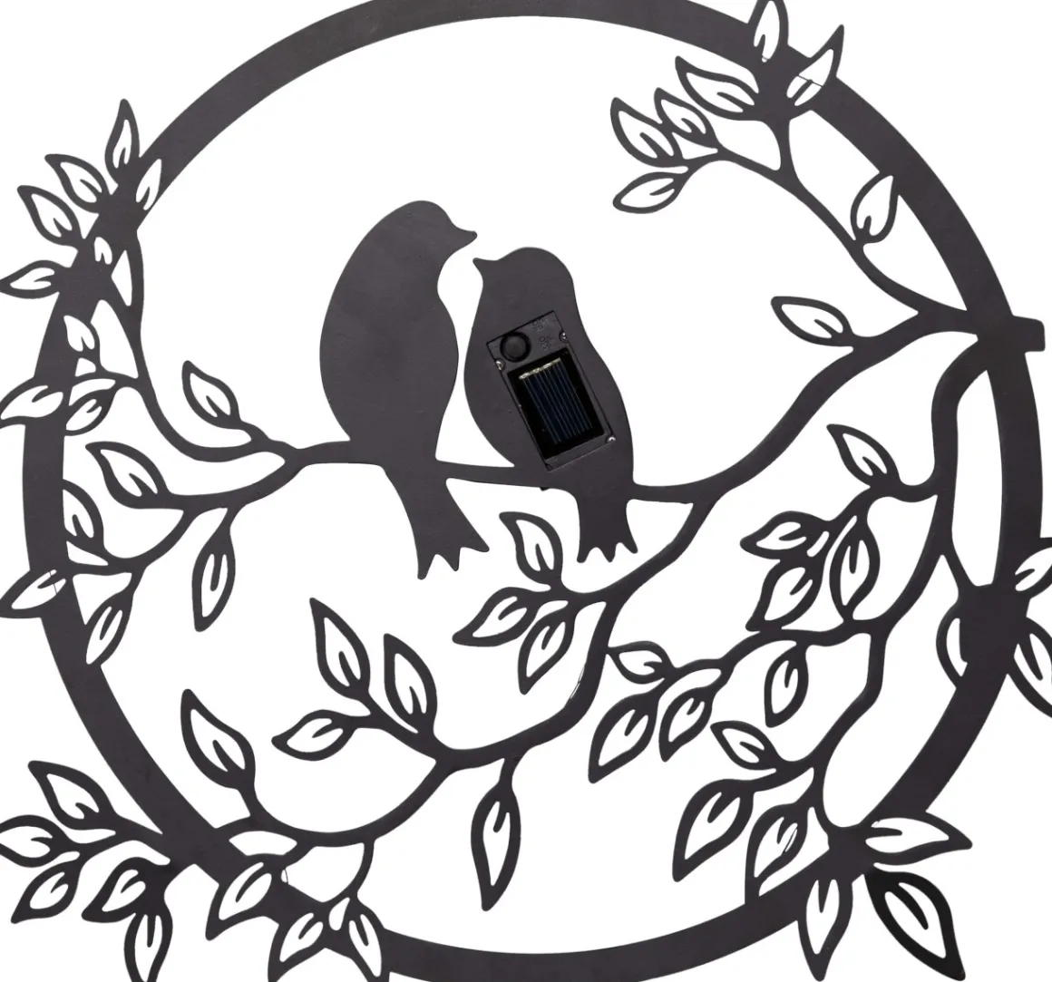 LOVE BIRDS Solcellsdekoration 38cm Svart IP44
