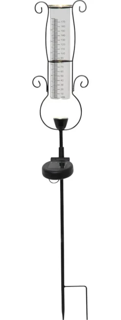 PLUVIO Regnmätare Solcell 65cm Svart