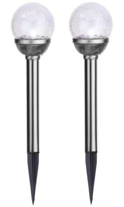 ROMA 2-PACK Solcells-Pollare 28,5cm Rostfritt Stål