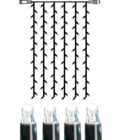 SYSTEM LED EXTRA Ljusgardin 2m 102LED Kallvit/Svart IP44