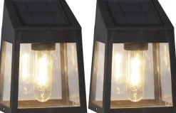 WALLY FILAMENT Solcells-vägglykta 2-Pack 13,5cm Svart