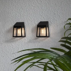 WALLY FILAMENT Solcells-vägglykta 2-Pack 13,5cm Svart